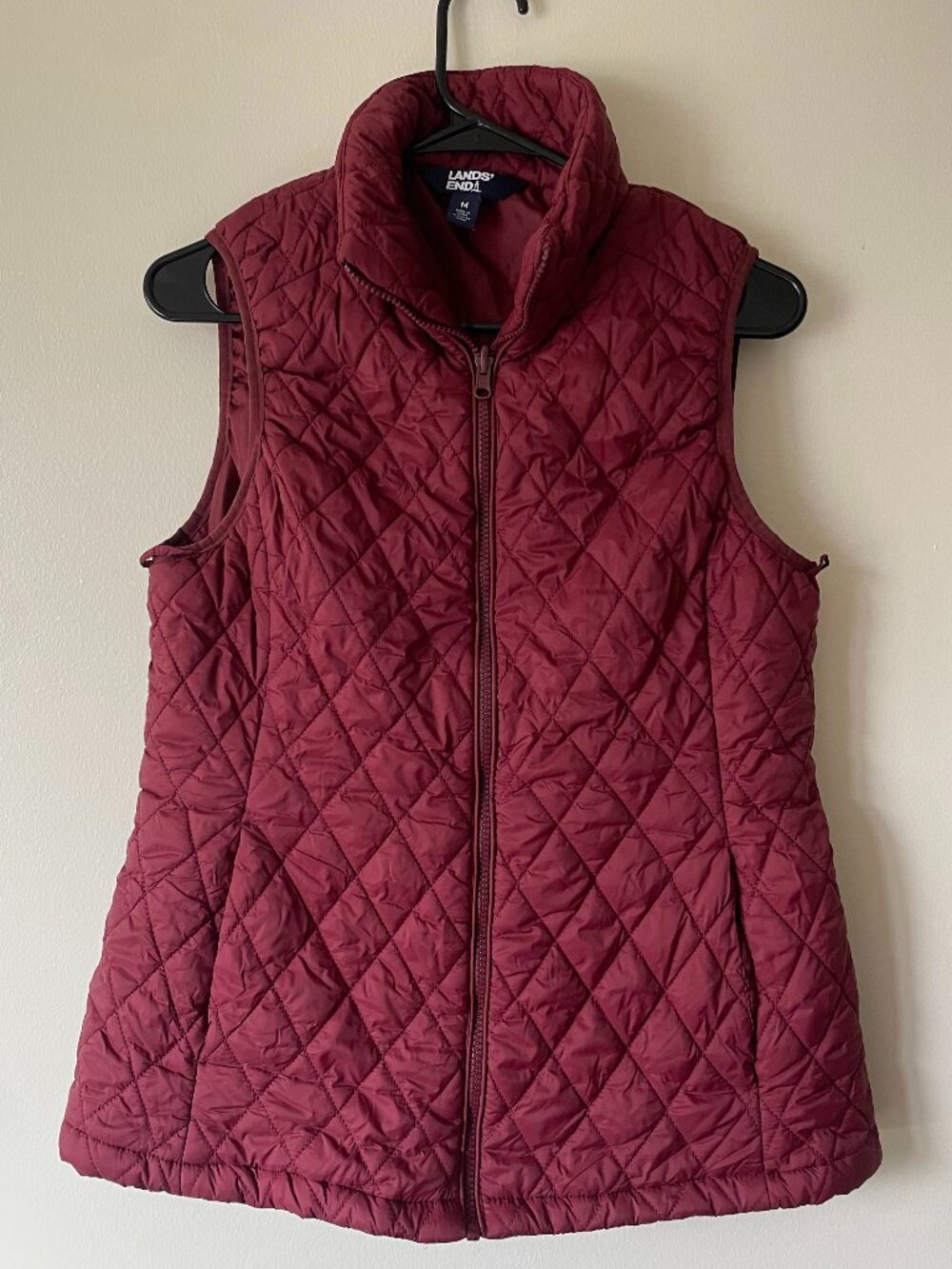 Lands' End Women's Vest Feather-Free Quilted Insulated Burgundy Size M